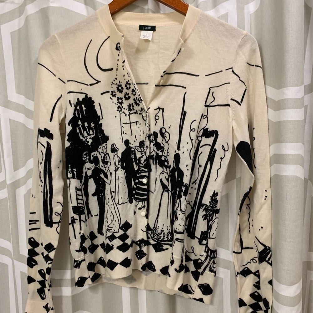 J Crew cafe print cardigan